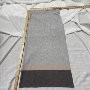 Holebrook Sweden Merino Wool Knit Midi Skirt Gray Colorblock Small